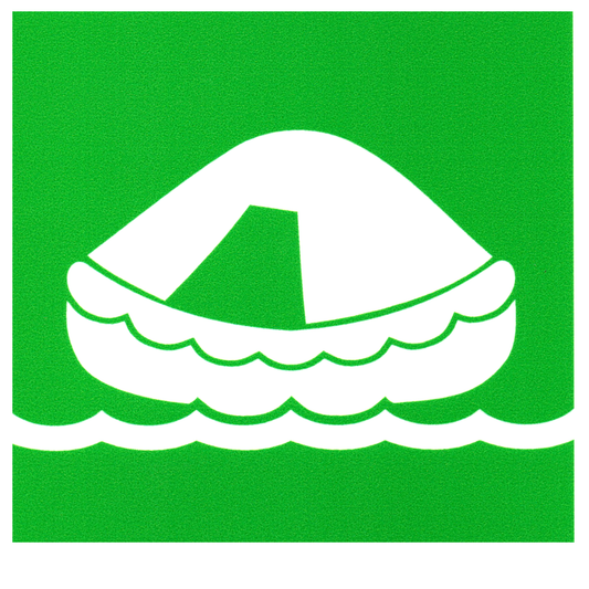 IMO Sign Sticker Liferaft 15 x 15 cm