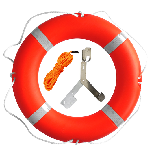 Lifebuoy with Holder and Line SOLAS Orange