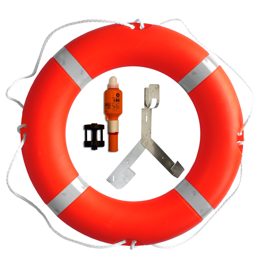 Lifebuoy with Holder and Light SOLAS Orange