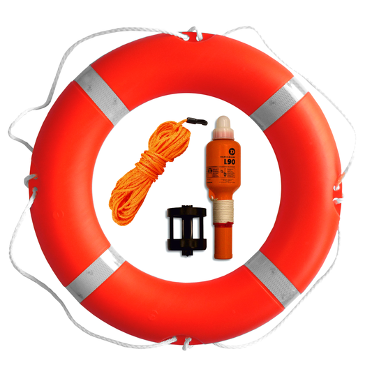 Lifebuoy with Line and Light SOLAS Orange