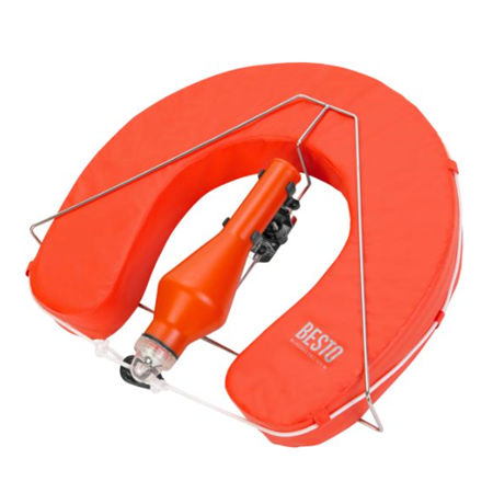 Horseshoe Lifebuoy Set Orange with Light and Holder